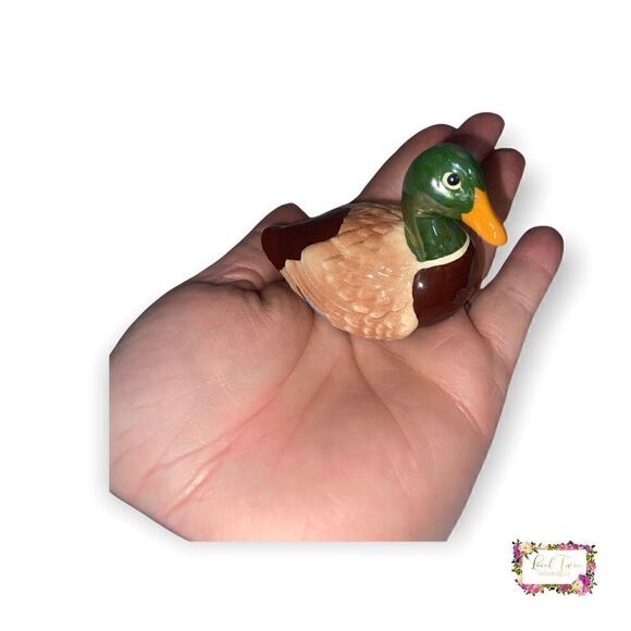 Vintage Miniature Ceramic Porcelain Hand Painted Mallard Duck Figurine - Picture 10 of 14
